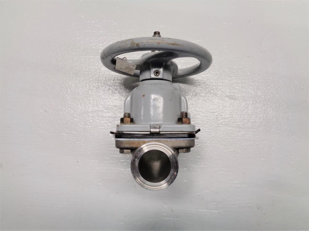 Lot of (2) ITT Grinnell 1-1/2" Tri-Clamp Dia Flow Diaphragm Valve, CF8M, PTFE